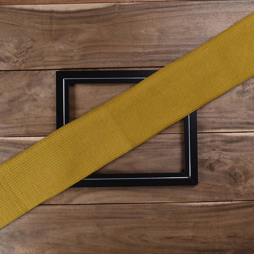 Mustard Honeycomb Weave Pure Cotton 122 GSM Handwoven Waffle Fabric