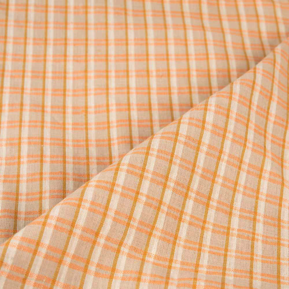 CHECK BEIGE COTTON 115 GSM HANDWOVEN FABRIC