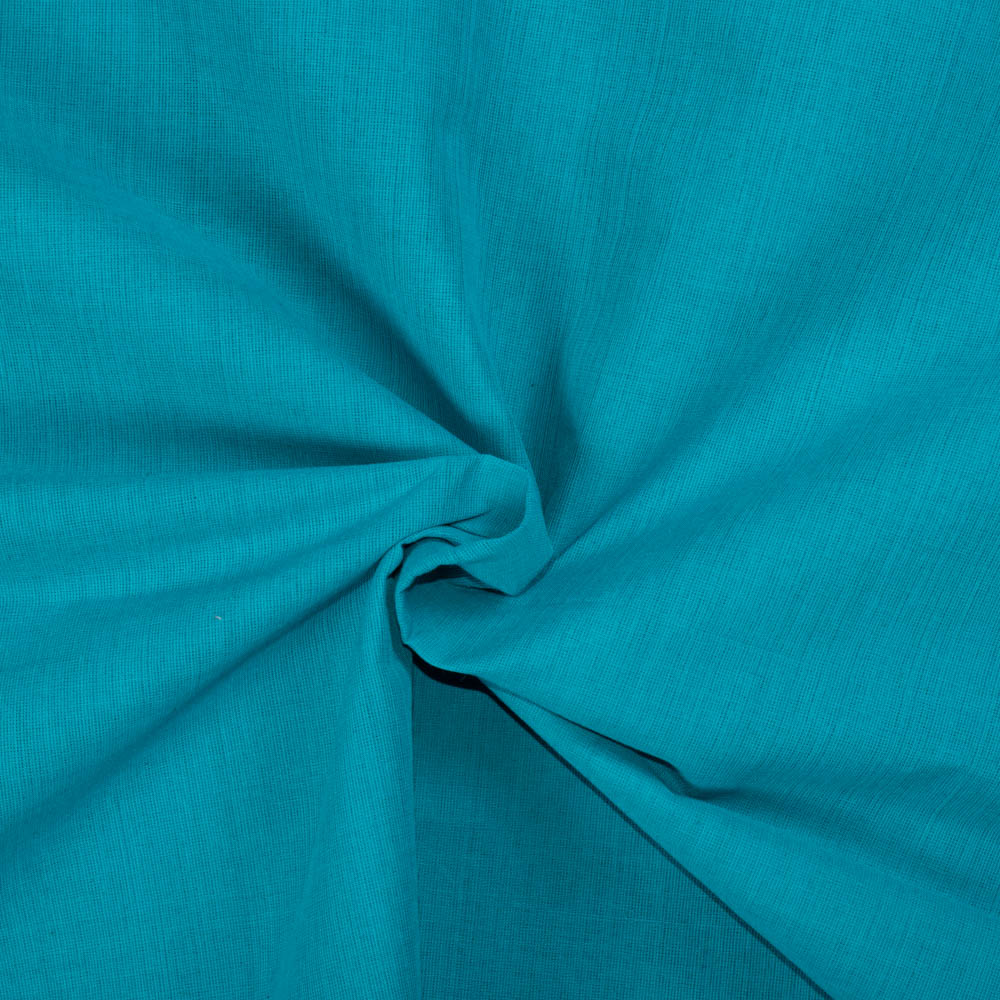 Cotton turquoise blue handwoven fabric