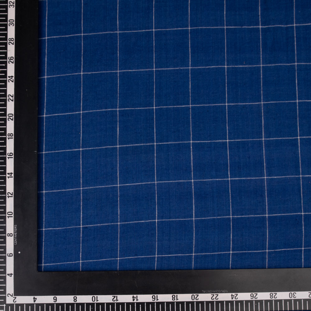 CHECK BLUE PURE COTTON 88 GSM HANDWOVEN FABRIC 263