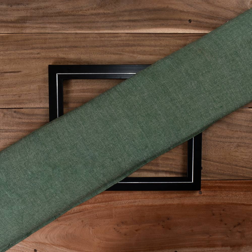Chambray Green Khadi Cotton 115 GSM Handwoven Fabric N13