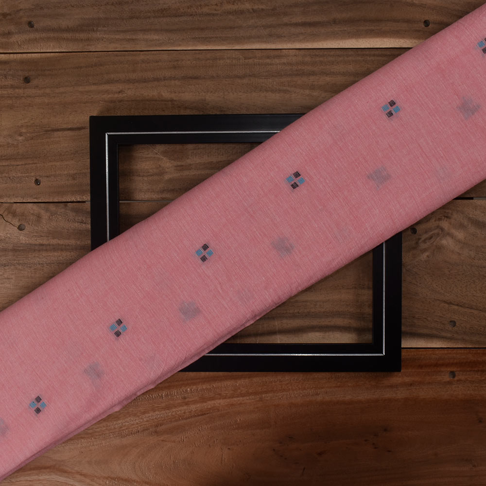 Geometric Red Jamdani Pure Cotton 62 GSM Handwoven Fabric