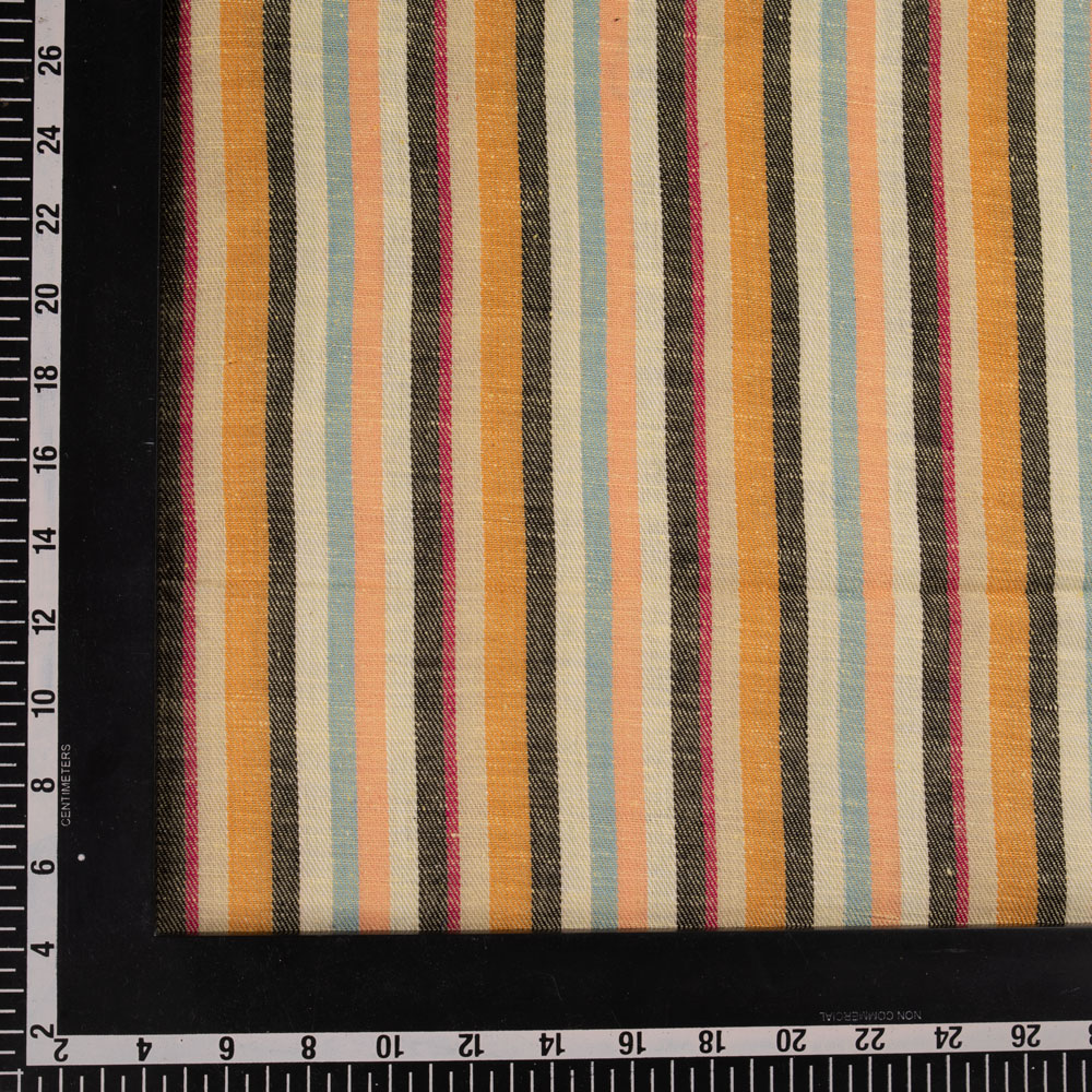 STRIPE TWILL MULTI COLOR COTTON KHADI 115 GSM HANDWOVEN FABRIC