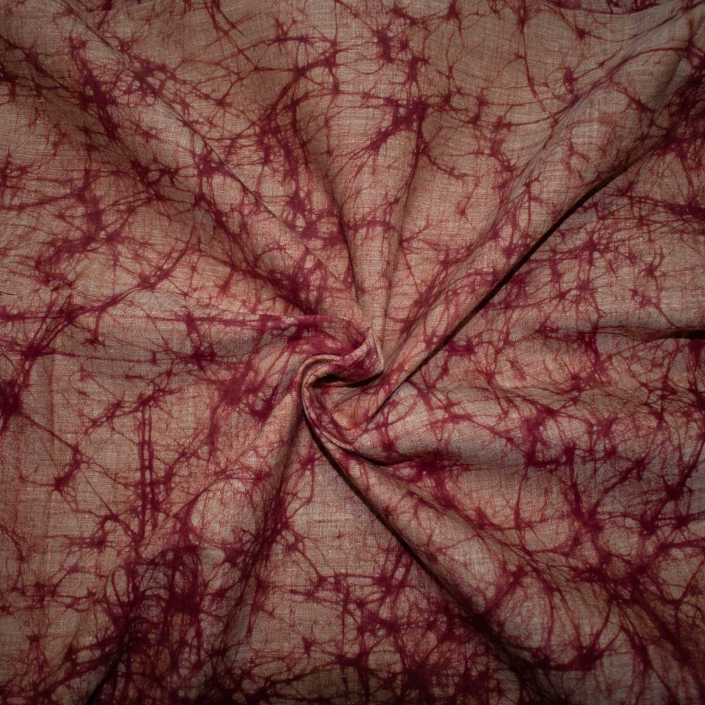 Abstract Red Batik Printed Khadi Cotton 105 GSM Handwoven Fabric