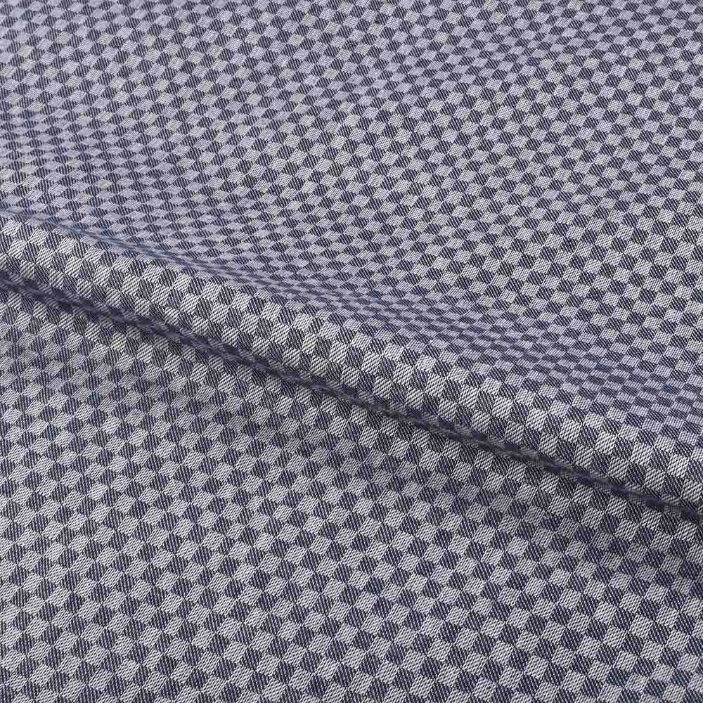 CHECK WHITE & NAVY TWILL PURE COTTON 100 gsm HANDWOVEN FABRIC