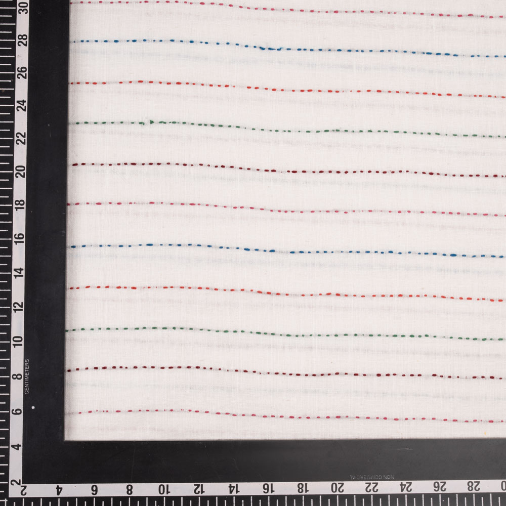 Pure khadi fabric with Kantha embroidery in a striped pattern