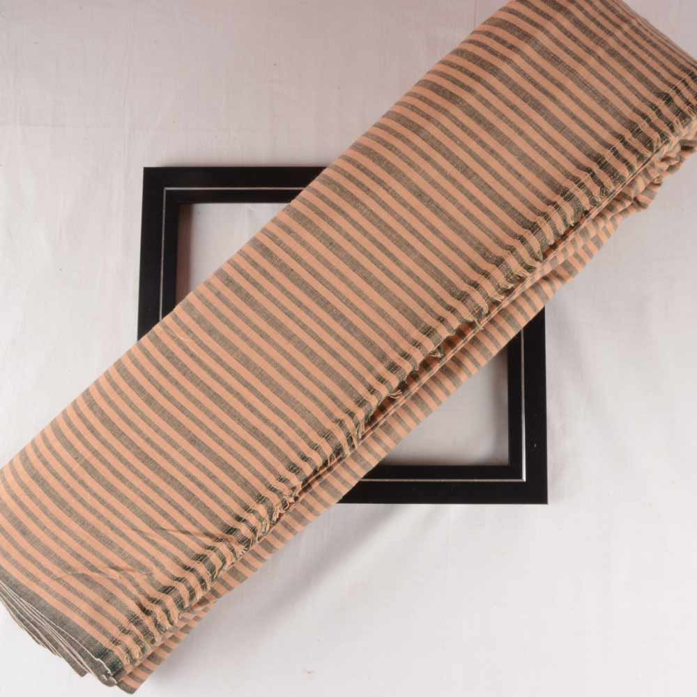 Stripe Brown Pure Cotton 105 GSM Handwoven Fabric