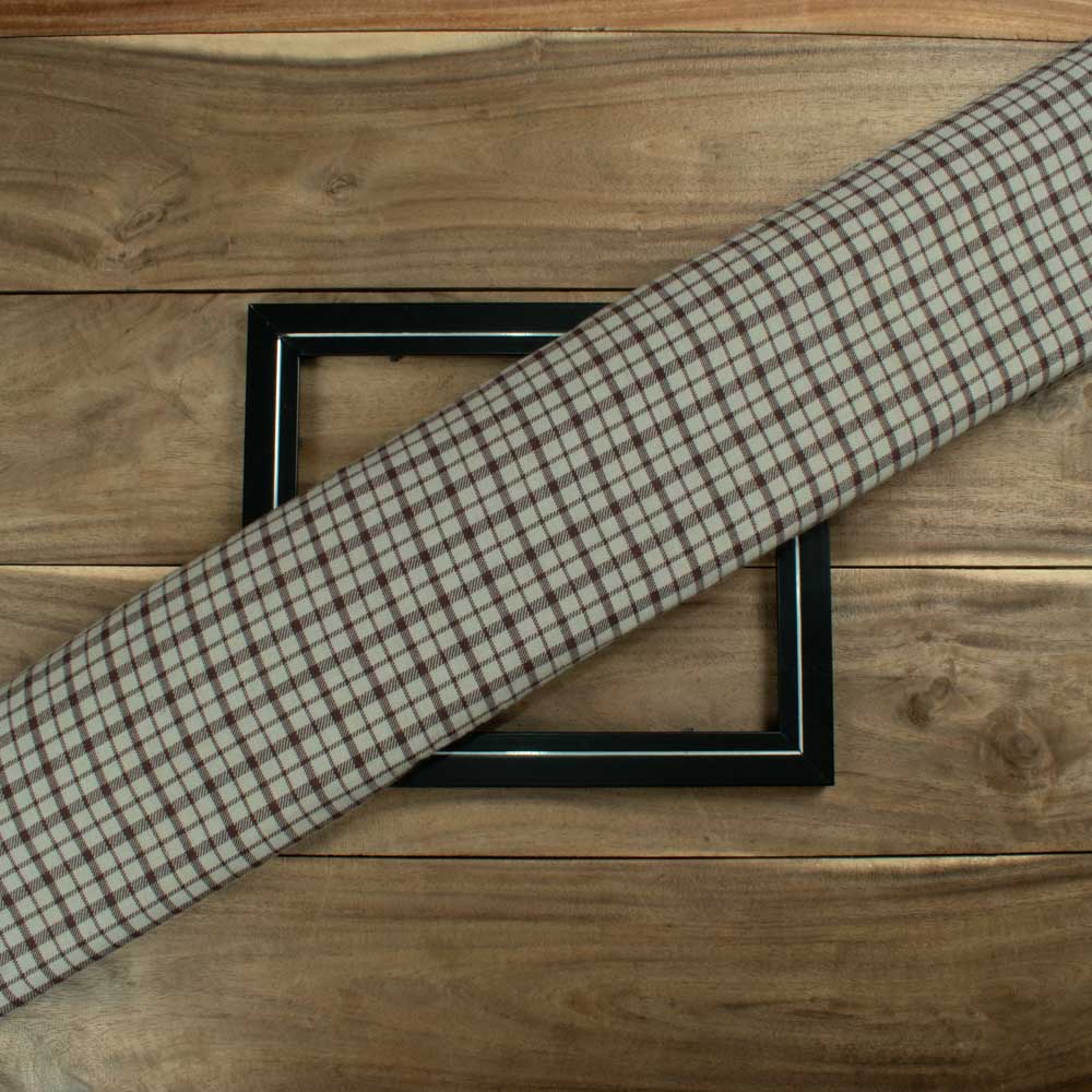 Check Twill Brown Pure Cotton Handwoven 173 GSM Fabric