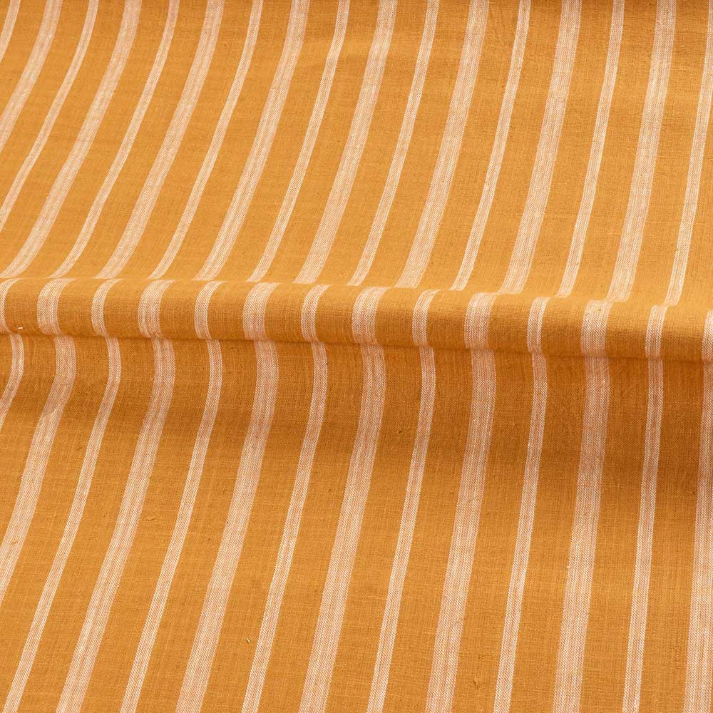 STRIPE MUSTARD YELLOW PURE COTTON 107 GSM HANDWOVEN FABRIC
