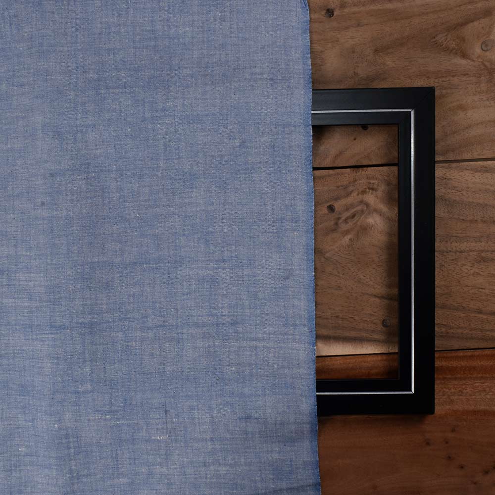 CHAMBRAY BLUE KHADI COTTON 115 GSM HANDWOVEN FABRIC