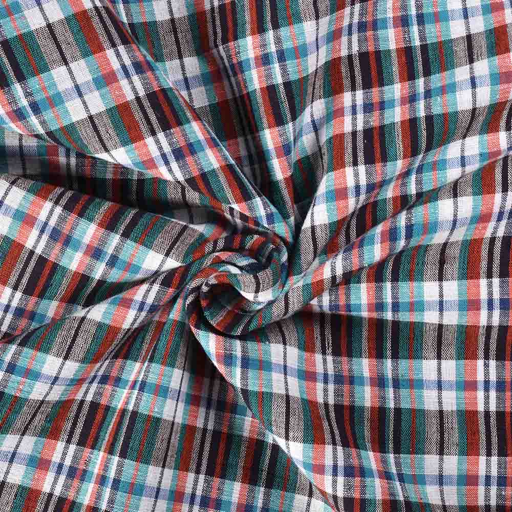 Check Multicolour Khadi Cotton 106 GSM Handwoven Fabric