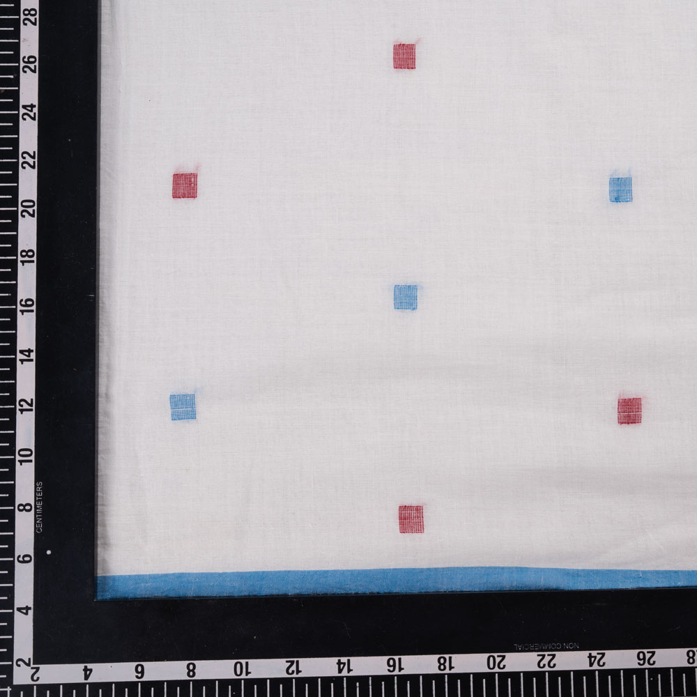 GEOMETRIC WHITE JAMDANI PURE COTTON 57 GSM HANDWOVEN FABRIC