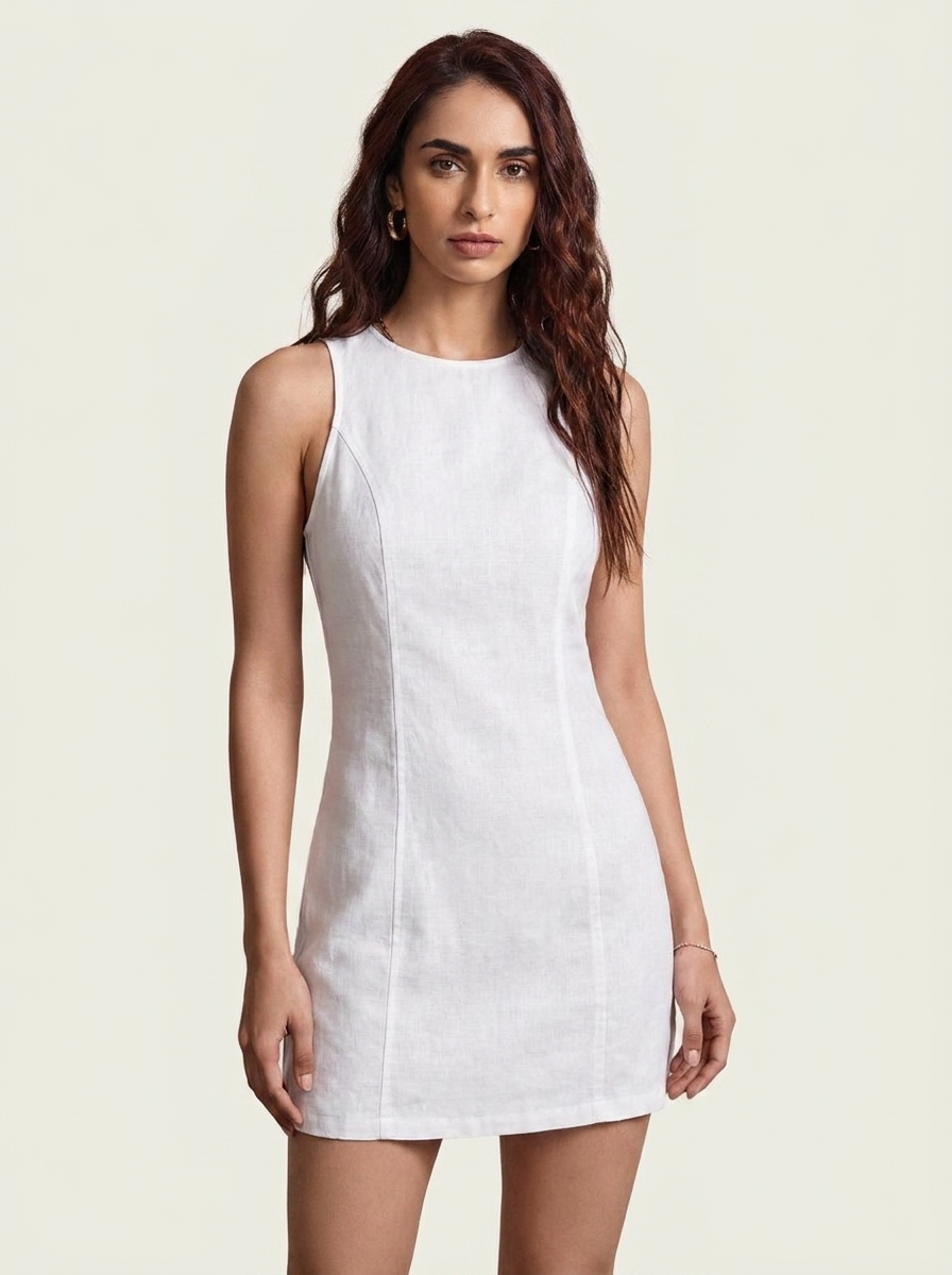 Back Ties & Botton Sheath Dress