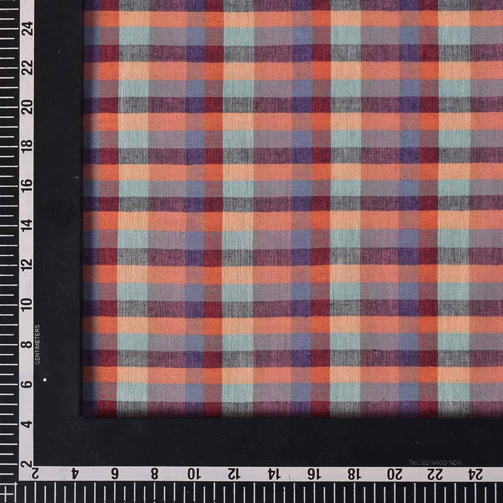 CHECK MULTICOLOR PURE COTTON 100 GSM HANDWOVEN FABRIC 557