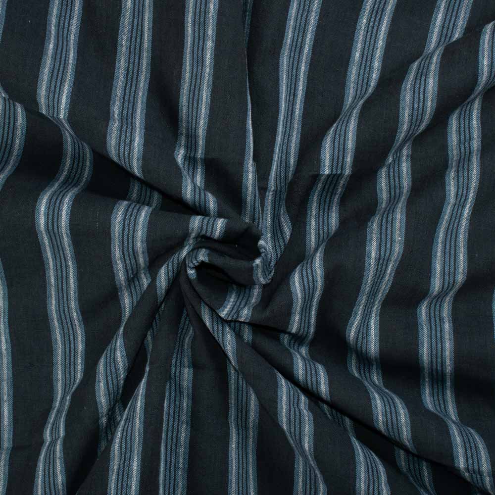 Stripe Black Khadi Cotton 106 GSM Handwoven Fabric