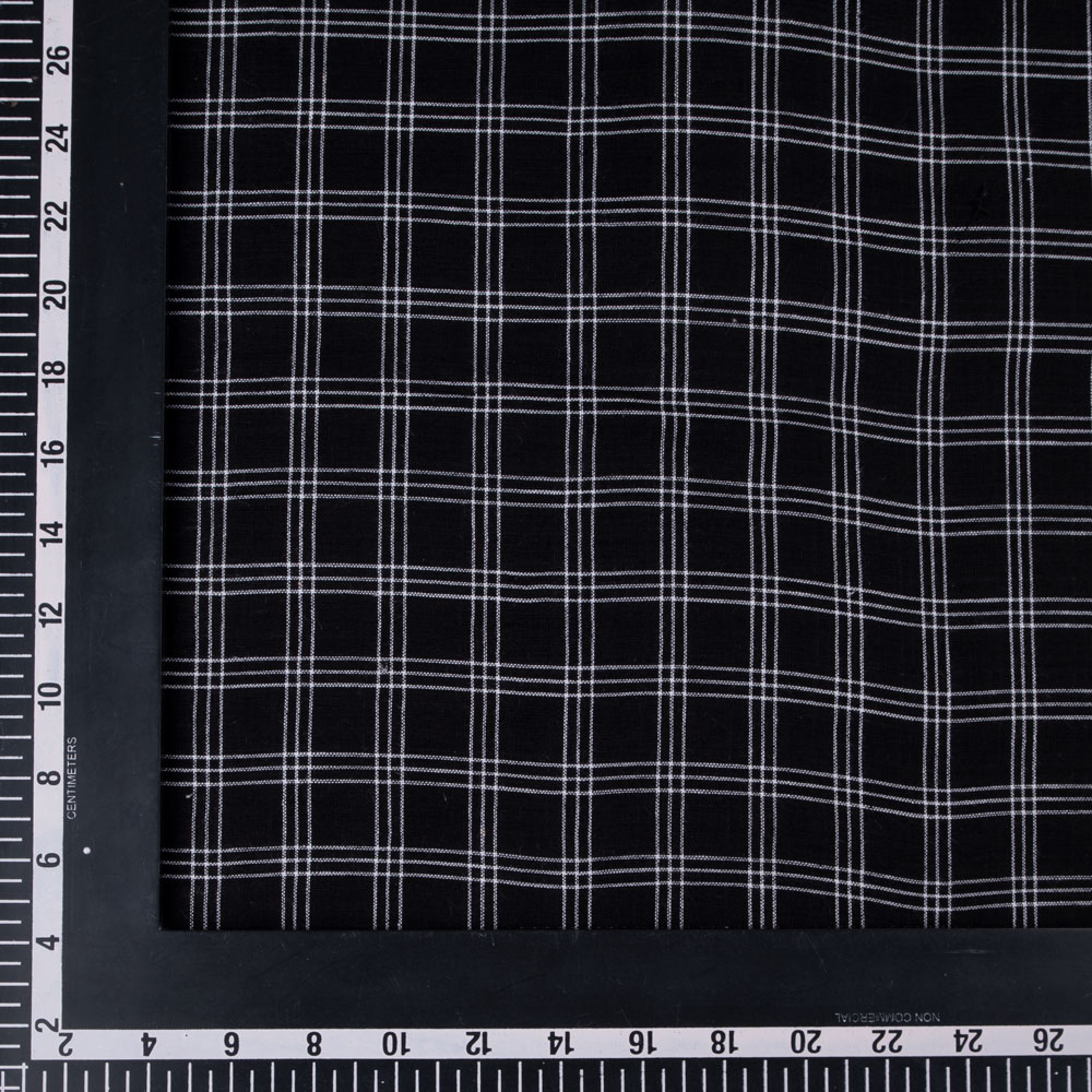 CHECK BLACK PURE COTTON 90 GSM HANDWOVEN FABRIC