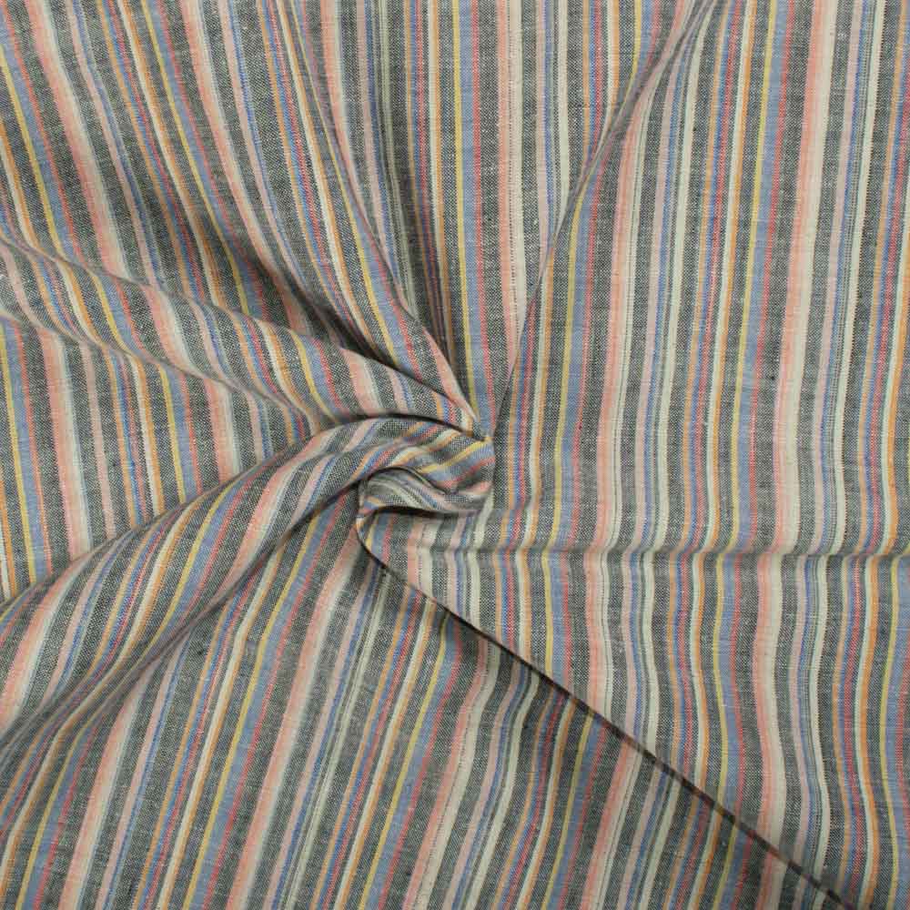 Stripe Multicolor Cotton Khadi 110 GSM Handwoven Fabric 09