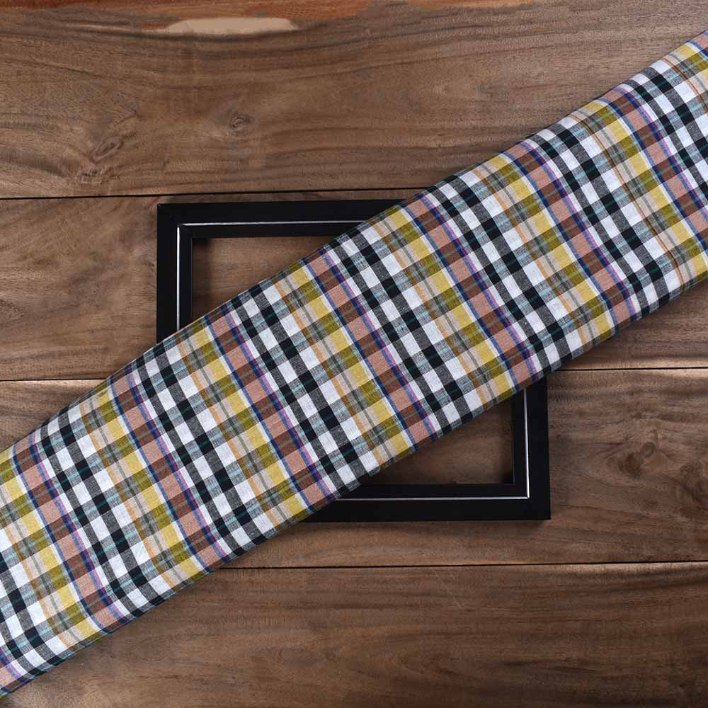 Check Multicolour Pure Cotton 92 GSM Handwoven Fabric