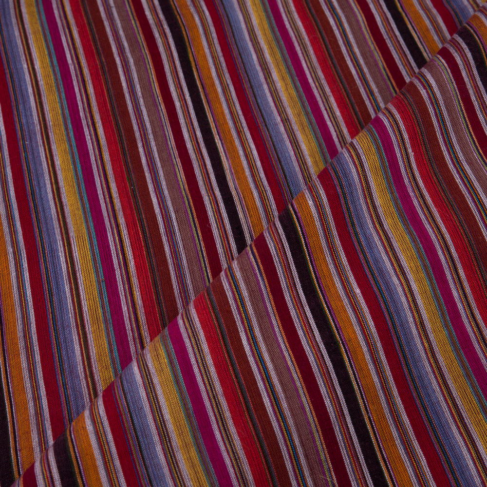 STRIPE MULTICOLOUR PURE COTTON 94 GSM HANDWOVEN FABRIC 134