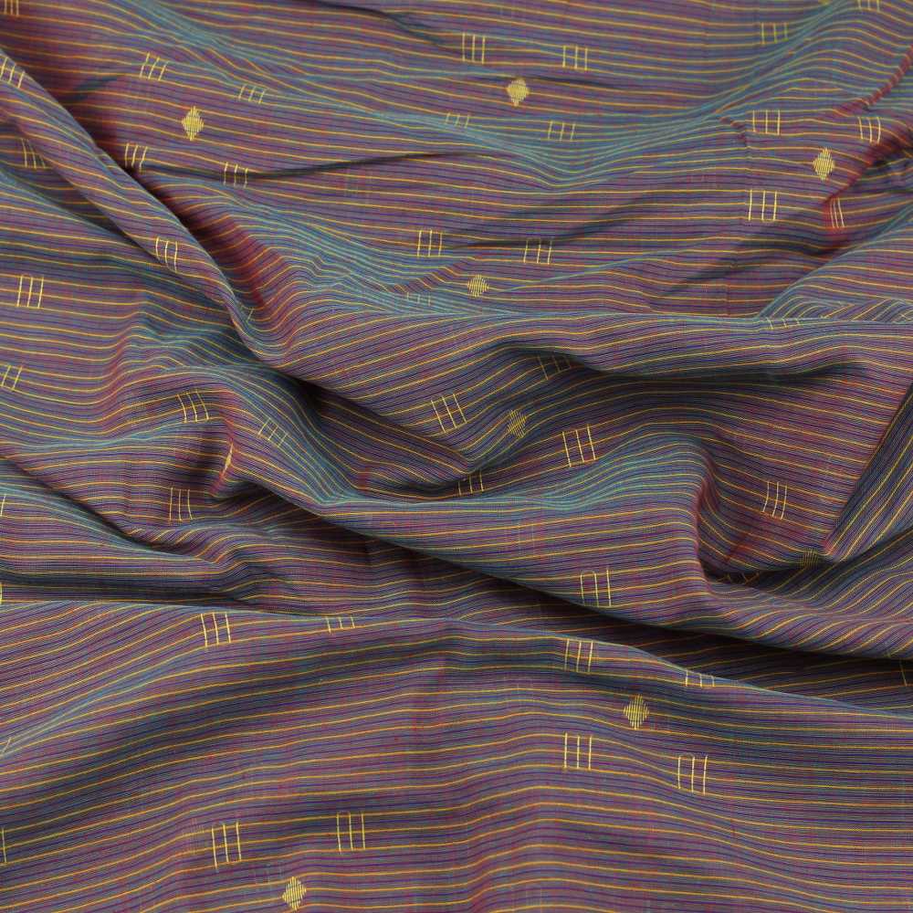GEOMETRIC STRIPE MULTICOLOUR JAMDANI PURE COTTON 55 GSM FABRIC