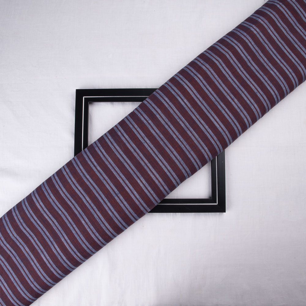 Stripe Violet Pure Cotton 91 GSM Handwoven Fabric