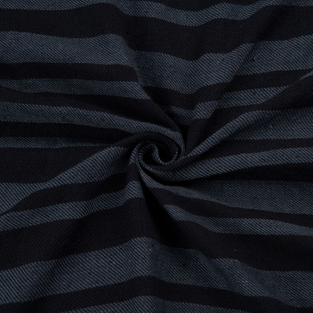 Stripe Twill Black Cotton Khadi 128 GSM Handwoven Fabric