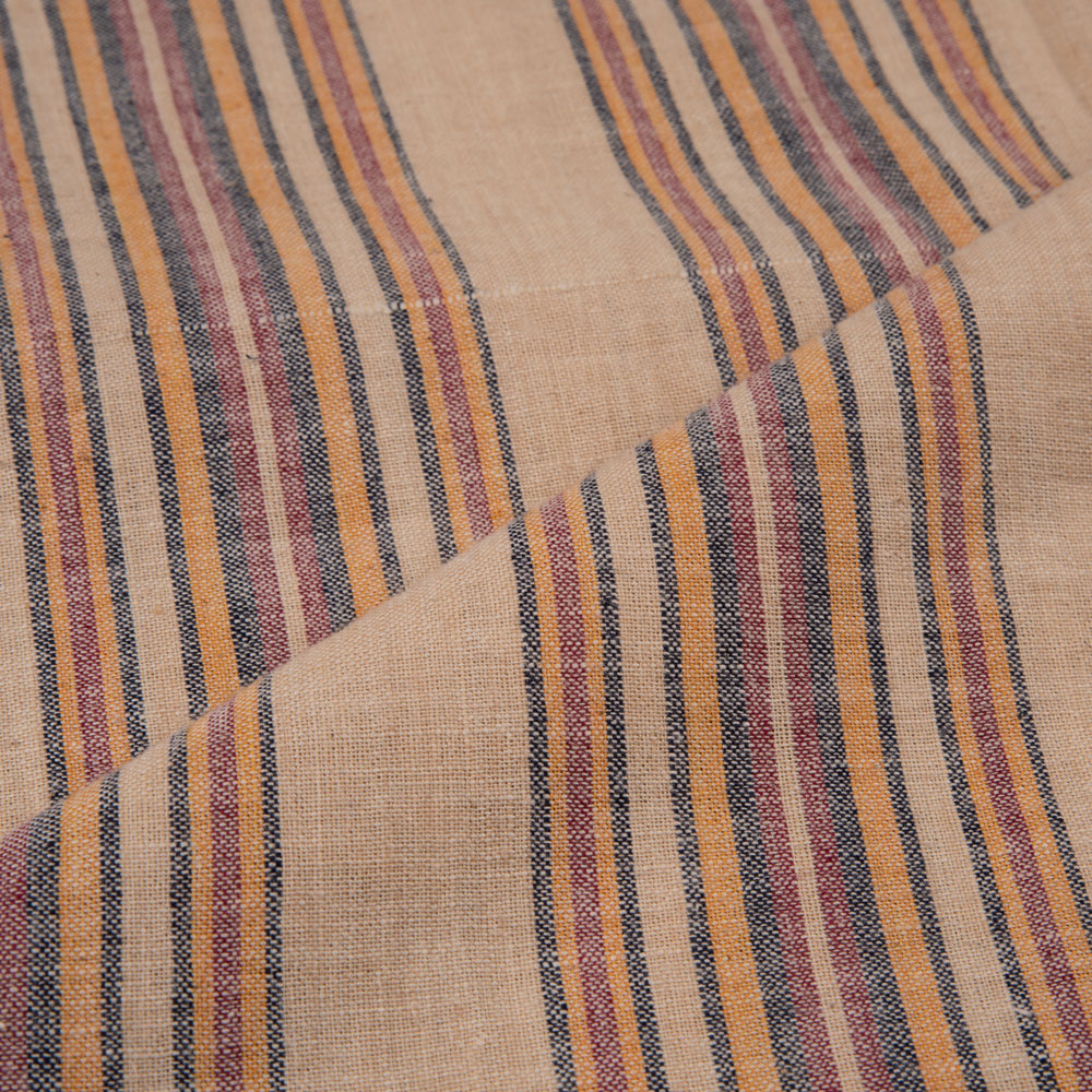 STRIPE BEIGE PURE KHADI 125 GSM HANDSPUN & HANDWOVEN FABRIC