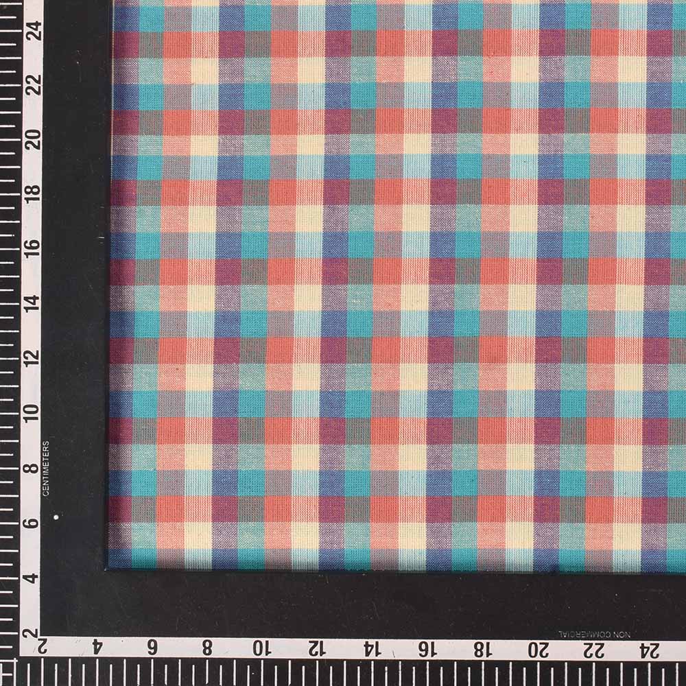 CHECK MULTICOLOUR PURE COTTON 96 GSM HANDWOVEN FABRIC 471