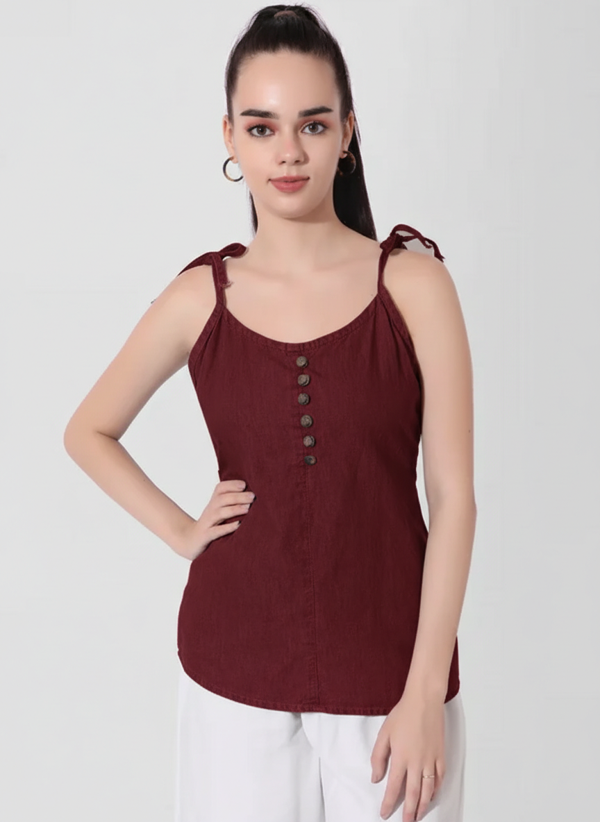Shoulder Tie Tucks Top