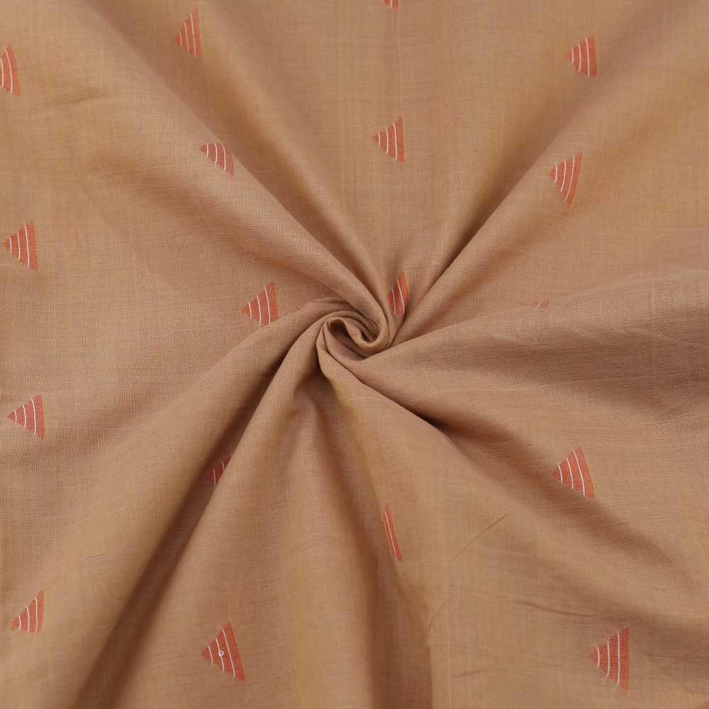 Geometric Beige Jamdani Pure Cotton 55 GSM Fabric