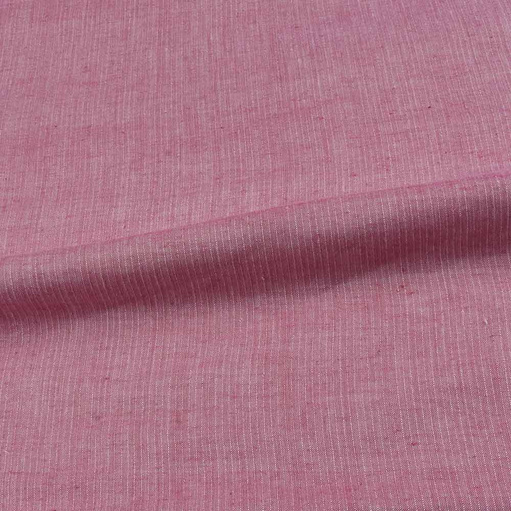 STRIPE ROSE PINK PURE COTTON 94 GSM HANDWOVEN FABRIC