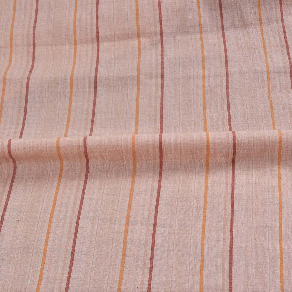 STRIPE BABY PINK PURE COTTON 71 GSM HANDWOVEN FABRIC