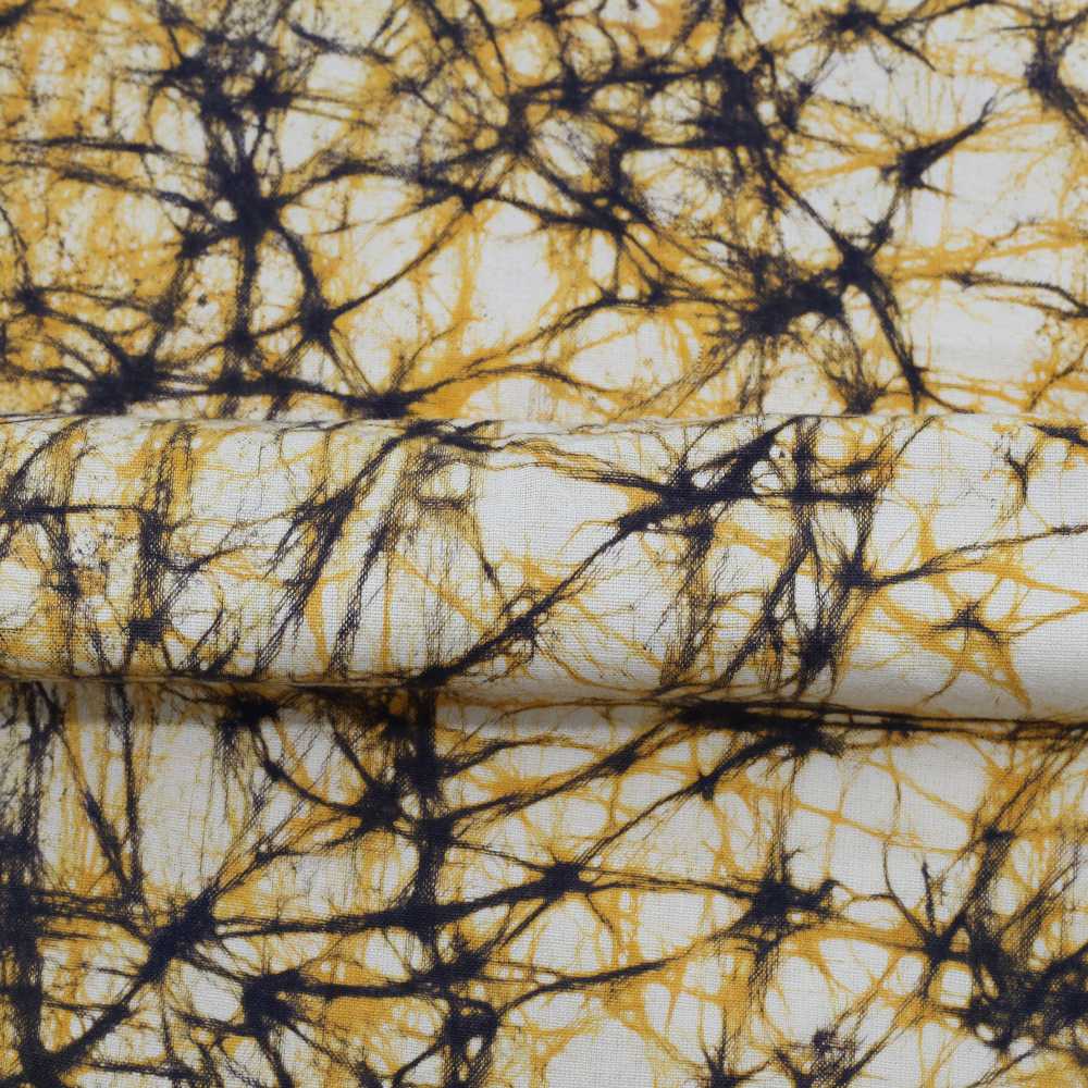 Abstract Off-White Batik Printed Cotton 110 GSM Fabric - Hand Printed