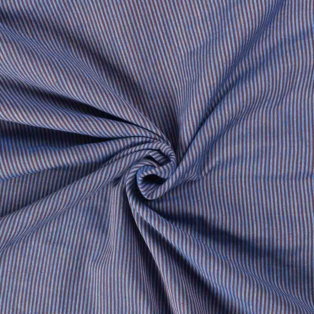 Stripe Blue Brown Pure Cotton 105 GSM Handwoven Fabric