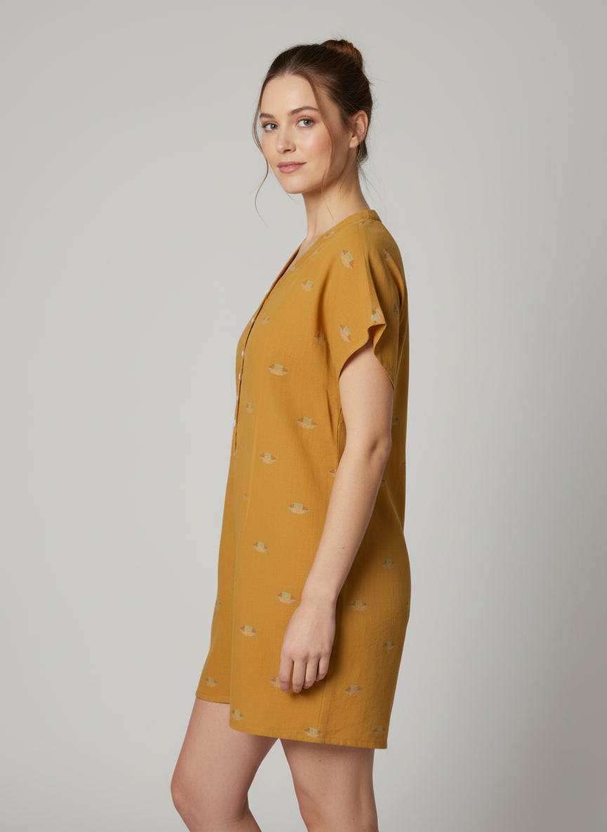 Mustard Handwoven Jamdani Romper