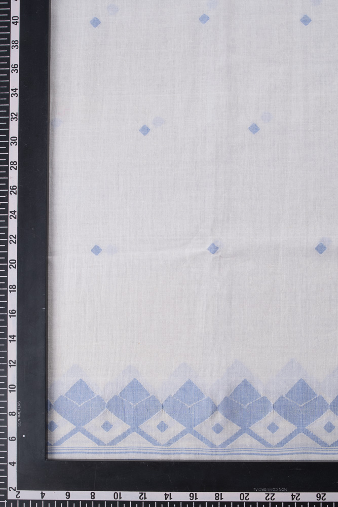 GEOMETRIC WHITE JAMDANI HANDWOVEN PURE COTTON SCARF 122