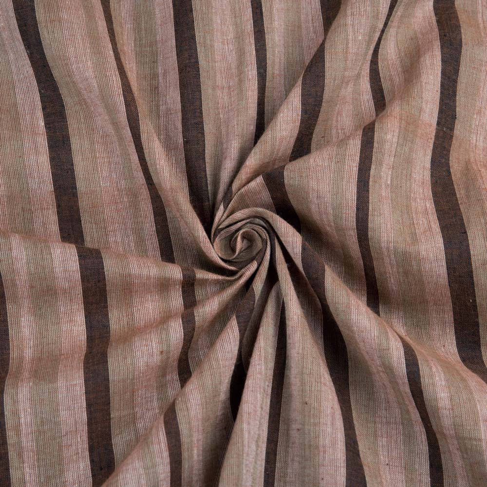 Stripe Brown Pure Cotton 67 GSM Handwoven Fabric