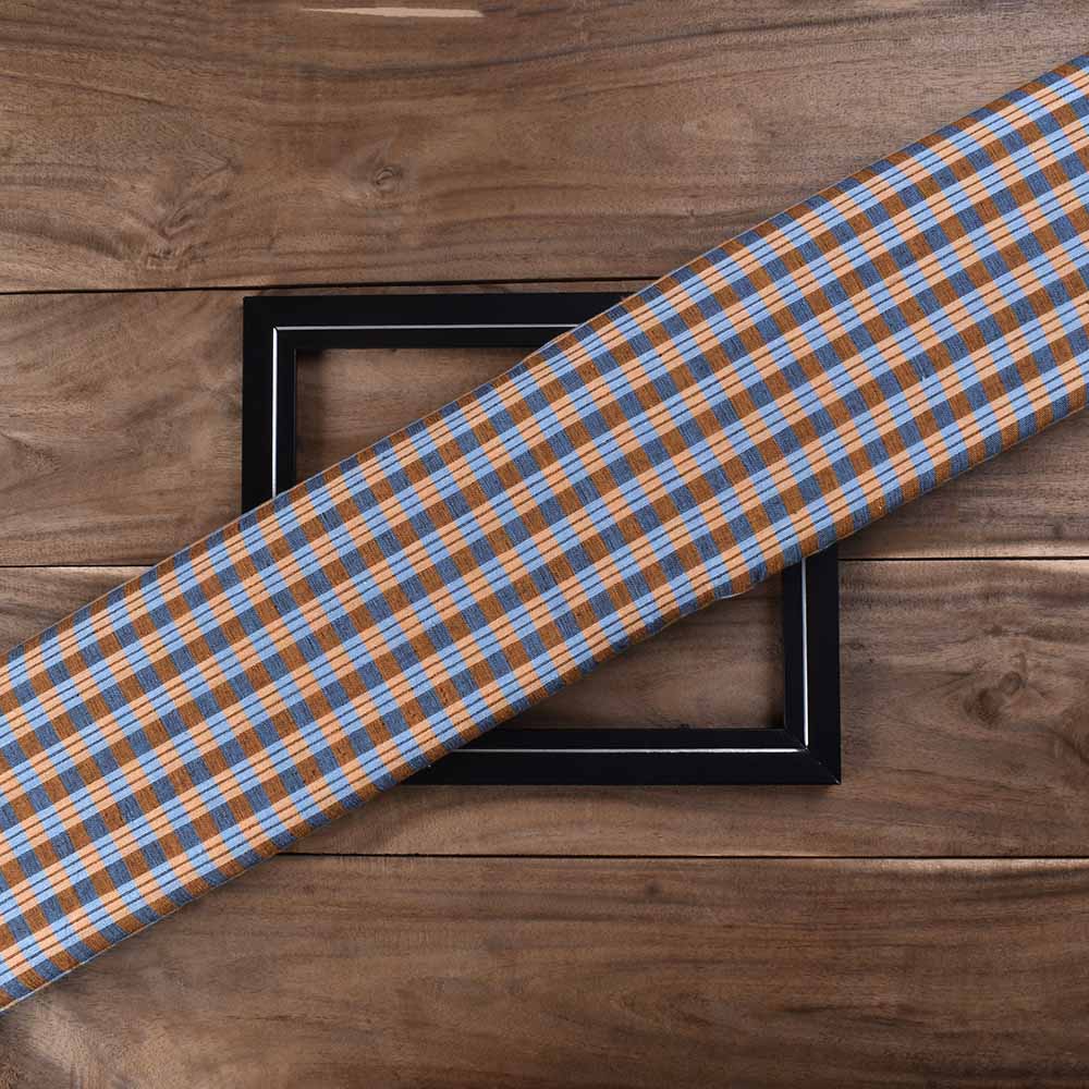 Check Black Yellow Khadi Cotton 110 GSM Handwoven Fabric
