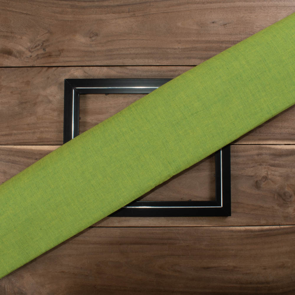Chambray Green Pure Cotton 80 GSM Handwoven Fabric