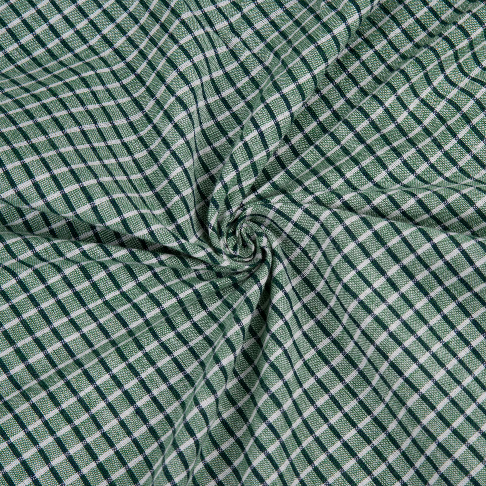 Check Green White Pure Cotton 98 GSM Handwoven Fabric