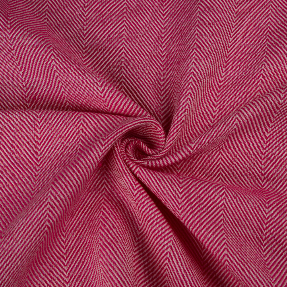 Herringbone Pink Pure Wool 220 GSM Handwoven Fabric