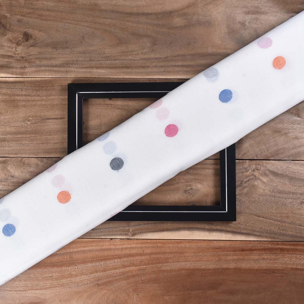 Polka Dot Multicolor Jamdani Pure Cotton 54 GSM Handwoven Fabric