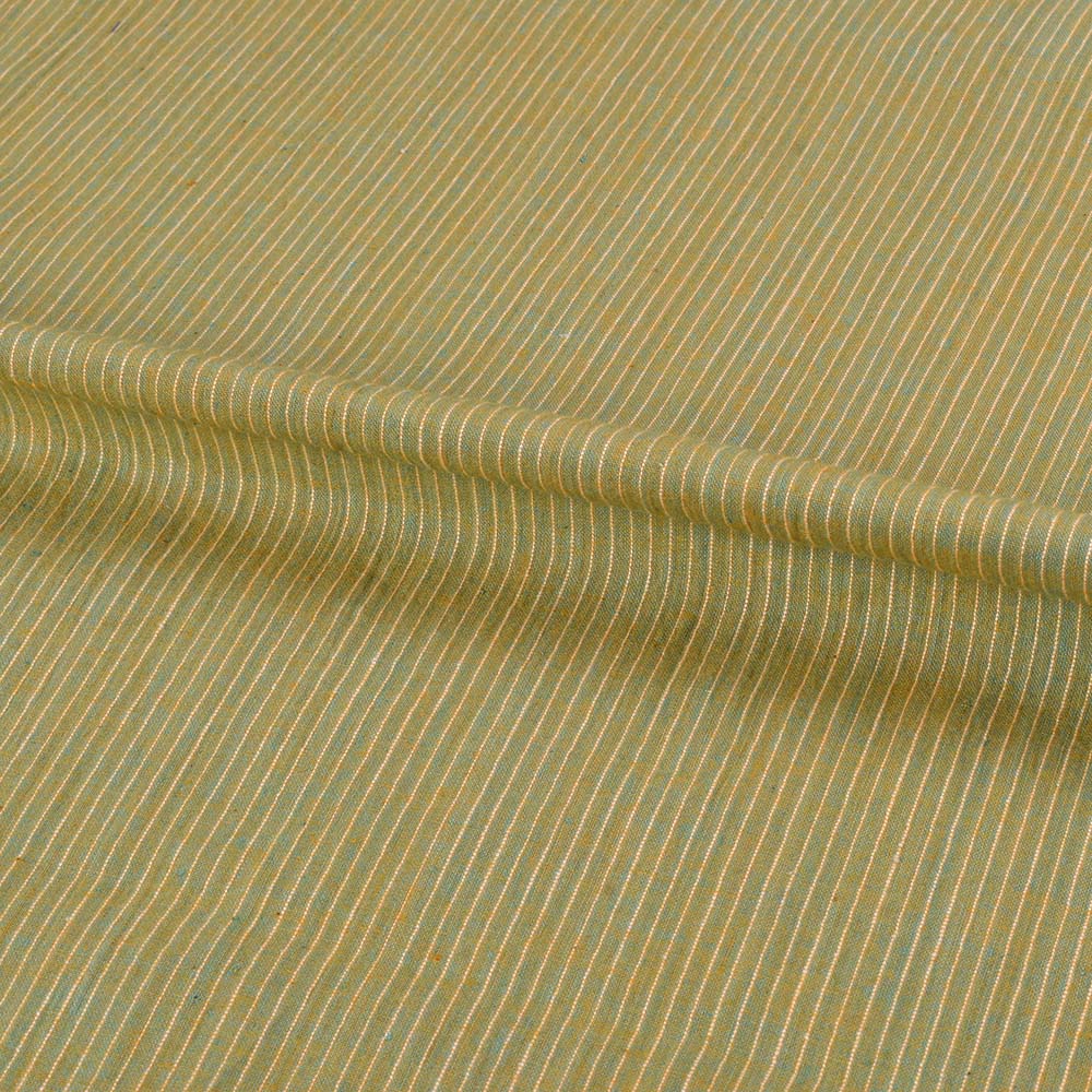 STRIPE GREEN PURE COTTON 65 GSM HANDWOVEN FABRIC J5