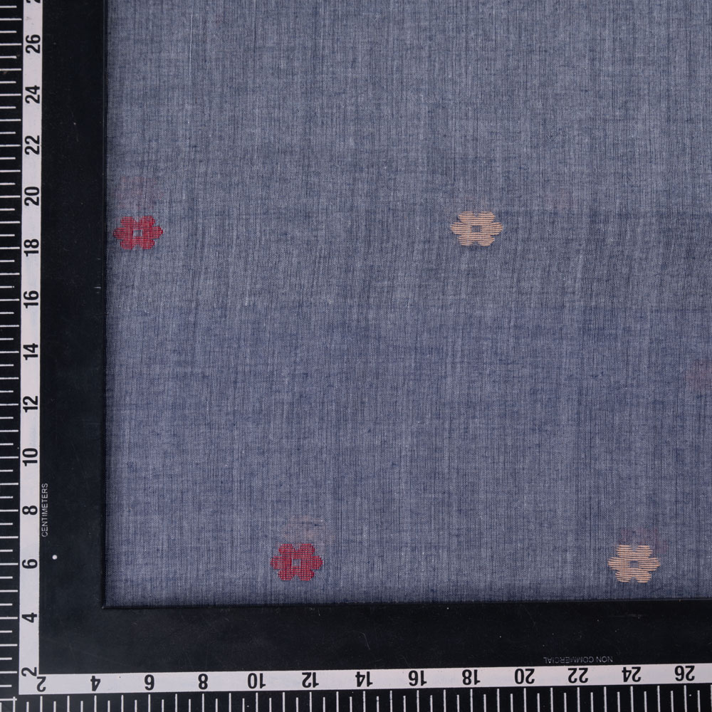 FLORAL GREY JAMDANI PURE COTTON 56 GSM HANDWOVEN FABRIC