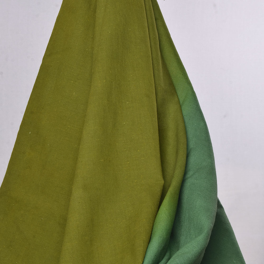 Ombré Tie Dye Yellow Green Khadi Cotton 115 GSM Handwoven Fabric