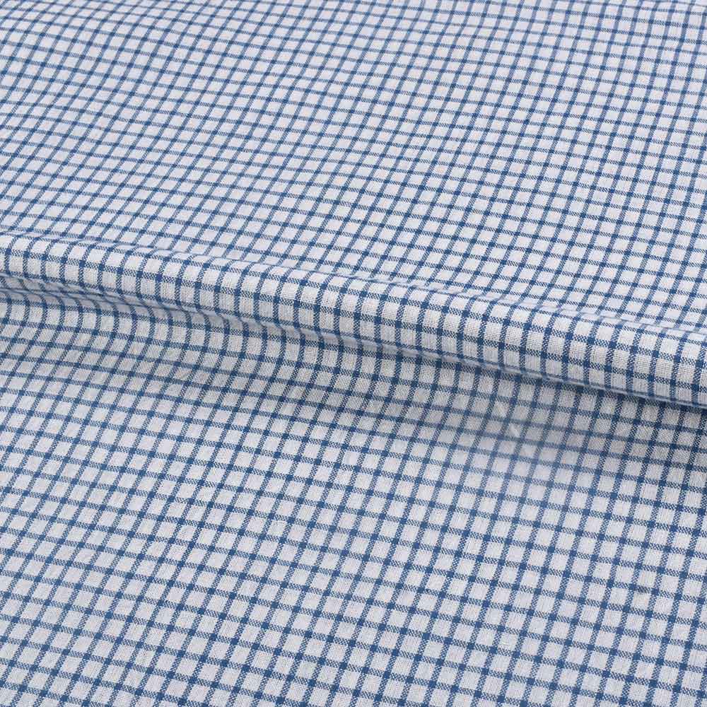 CHECK WHITE & BLUE PURE COTTON 95 GSM HANDWOVEN FABRIC