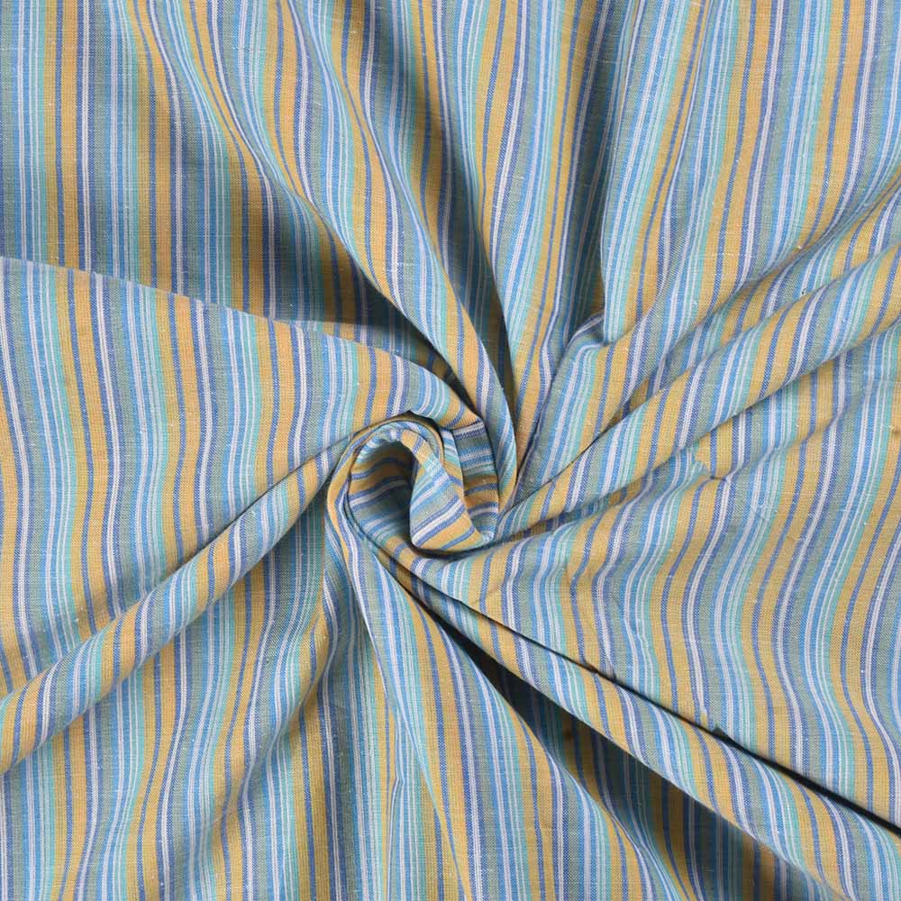 Stripe Multicolour Khadi Cotton 68 GSM Handwoven Fabric