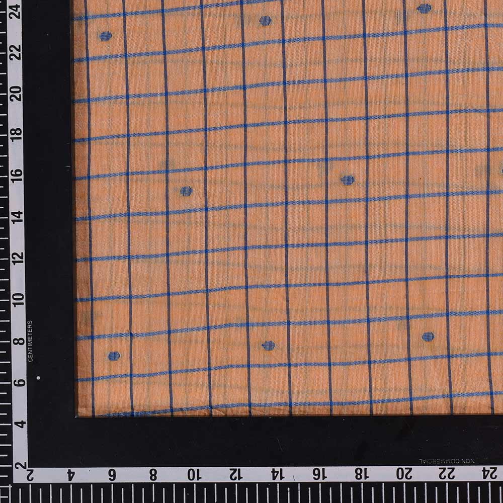 GEOMETRIC CHECK ORANGE JAMDANI PURE COTTON 60 GSM HANDWOVEN FABRIC