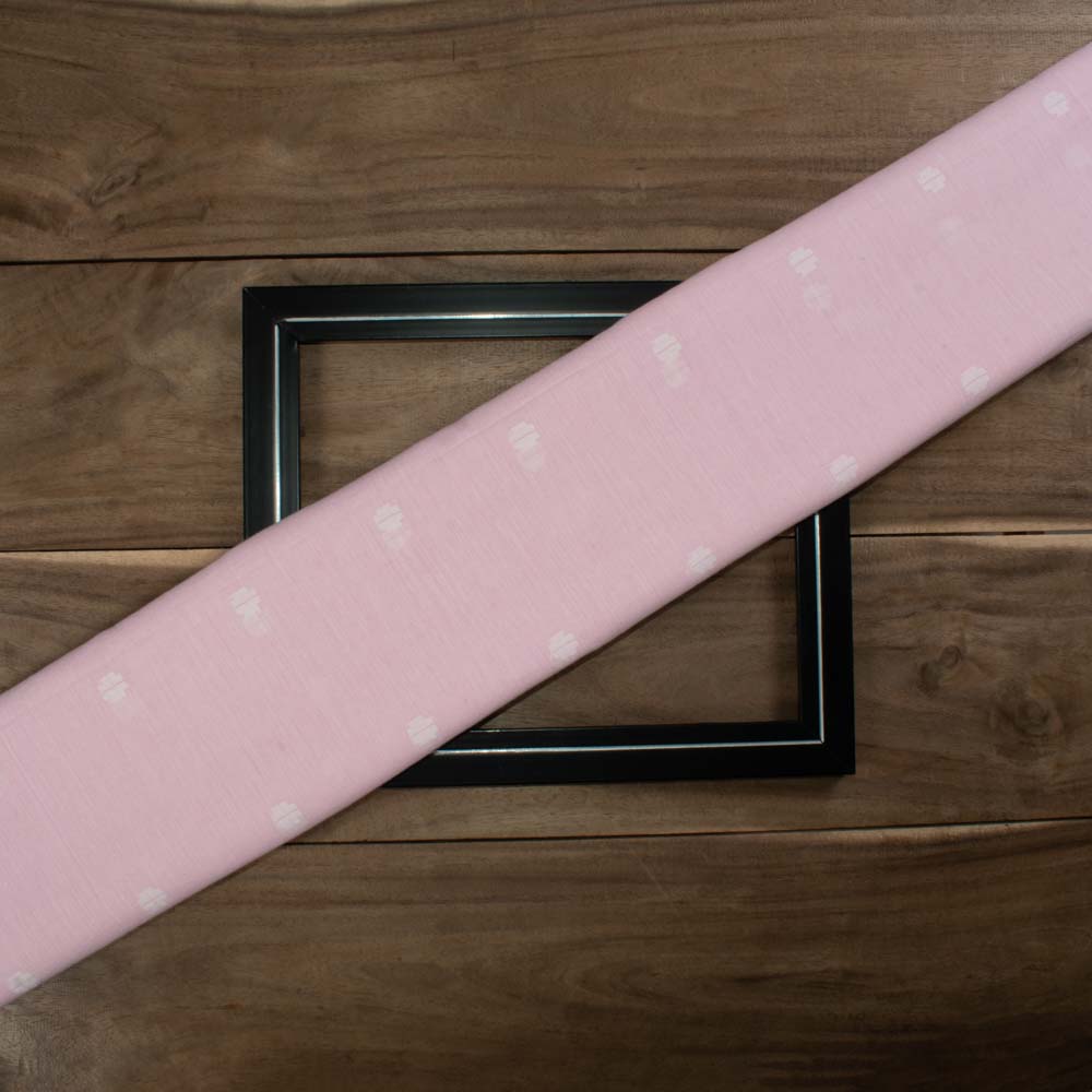 Pink Jamdani White Guti Pure Cotton 55 GSM Handwoven Fabric