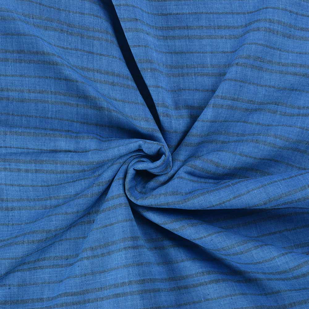 Stripe Blue Black Khadi Cotton 65 GSM Handwoven Fabric